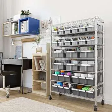 Seville Classics Commerical Grade NSF-Certified Bin Rack Storage Steel Wire Shelving System - 22 Bins - Gray