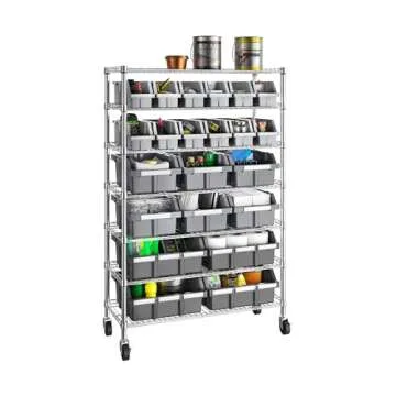 Seville Classics Commerical Grade NSF-Certified Bin Rack Storage Steel Wire Shelving System - 22 Bins - Gray