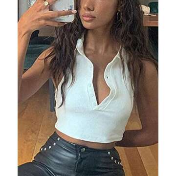 SOFIA'S CHOICE Women's Twist Front Crop Top Long Sleeve Square Neck Tee Shirt (Small, White)