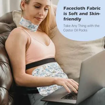 Pedobi 2 Pack Castor Oil Pack Wrap, Reusable Organic Castor Oil Pack Kit for Liver Detox, Castor Oil Pack Organic Cotton Anti Oil Leak（Castor Oil are Not Include） Willow Leaf