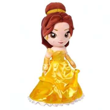 Disney Store Official Princess Plush Doll (Belle from Beauty and The Beast) Medium 14 Inches, Princess Dolls with Embroidered Features, Plush Toys, Princess Toys for Girls
