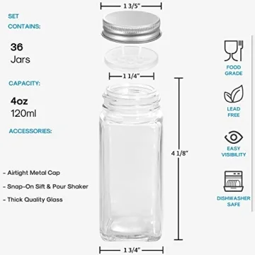 AOZITA 36 Pcs Glass Spice Jars with Labels & Accessories