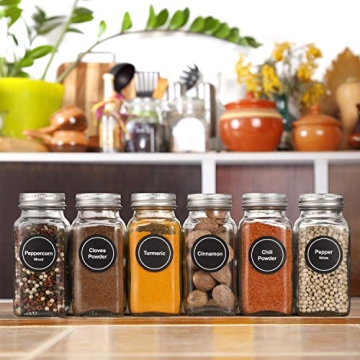 AOZITA 36 Pcs Glass Spice Jars with Labels & Accessories