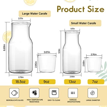 Elegant 2PCS Bedside Water Carafe Set for Easy Hydration