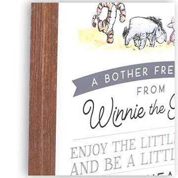 Disney Winnie the Pooh Bother Free Day Framed Wood Wall Decor - Nostalgic Winnie the Pooh Wall Art With Pooh Quotes