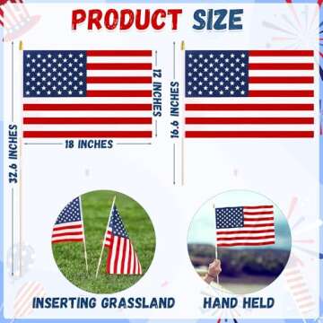12 Pcs 12x18 In American Flags for Outside, 4th of July Grounded Decorations Outdoor Weatherproof US...