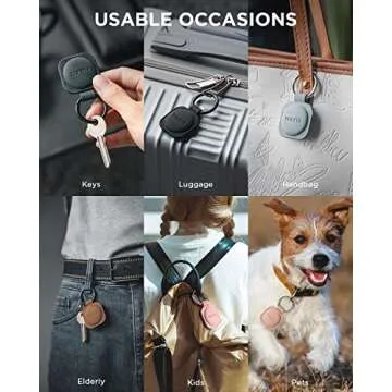 VULKIT Keychain Compatible for Apple AirTag Leather AirTag Protective Case with Keychain Holder AirTag Accessories for Key or Lungage(Rose)