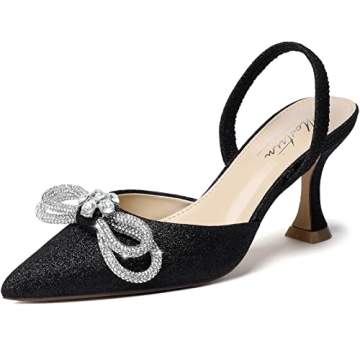 Mostrin Rhinestone Bow Heels for Women Stylish Stilettos