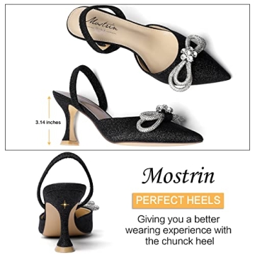 Mostrin Rhinestone Bow Heels for Women Stylish Stilettos