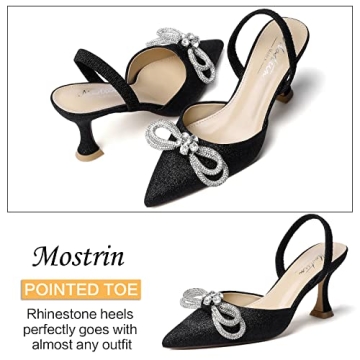 Mostrin Rhinestone Bow Heels for Women Stylish Stilettos