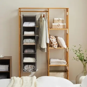 YOUDENOVA 6-Shelf Hanging Closet Organizer Grey Space-Saving