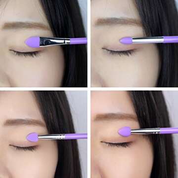 LORMAY 9 Pcs Silicone Makeup Brush Set: Applicator for Face Care, Eyeliner, Eyebrow, Eye Shadow, Lip Makeup and UV Epoxy Resin Crafts (Purple)