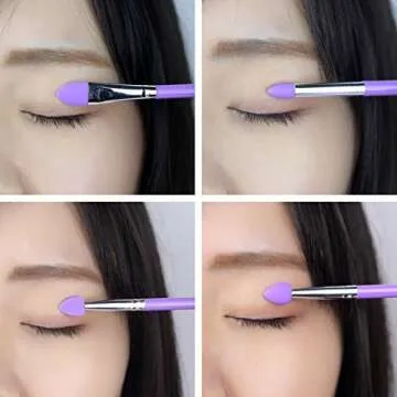 LORMAY 9 Pcs Silicone Makeup Brush Set: Applicator for Face Care, Eyeliner, Eyebrow, Eye Shadow, Lip Makeup and UV Epoxy Resin Crafts (Purple)