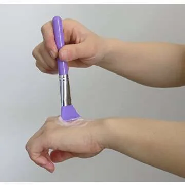 LORMAY 9 Pcs Silicone Makeup Brush Set: Applicator for Face Care, Eyeliner, Eyebrow, Eye Shadow, Lip Makeup and UV Epoxy Resin Crafts (Purple)