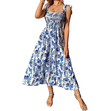 Floerns Floral Tie Strap Maxi Dress for Summer Style