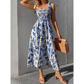Floerns Floral Tie Strap Maxi Dress for Summer Style