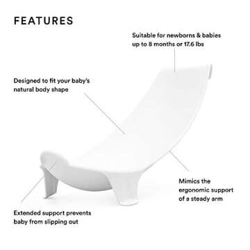 Stokke Flexi Bath Newborn Support, White - Best for Babies Up to Eight Months or 17.6 lbs - Lightwei...