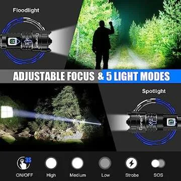 Flashlights High Lumens Rechargeable, Goreit 990,000 Lumen XHP70.2 LED Flashlight USB Super Bright Flash lights, High Powered Handheld Flashlights for Emergencies Camping, Waterproof, Adjustable Focus