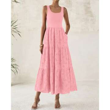 BTFBM Women Summer Eyelet Midi Dress for Every Occasion