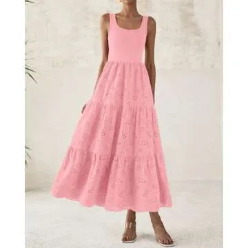 BTFBM Women Summer Eyelet Midi Dress for Every Occasion