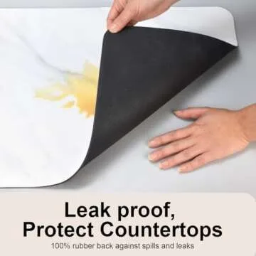 24" x 16" Dish Drying Mat for Kitchen Counter, Absorbent Hide Stain Rubber Backed Coffee Mat, Easy Clean, Eco-friendly, Heat-resistant, Large Kitchen Drying Mat, White Marble