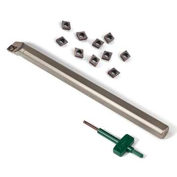 YUFUTOL 3/4" x 10" Indexable Boring Bar, Right-Hand Sclcr S12S-SCLCR Turning Tool Holder with 10 Pcs...