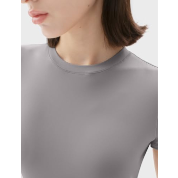 PUMIEY Women's Short Sleeve Bodysuit in Elephant Grey