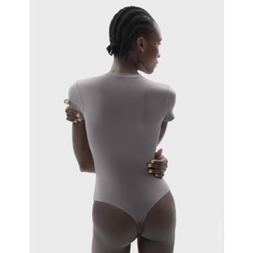 PUMIEY Women's Short Sleeve Bodysuit in Elephant Grey