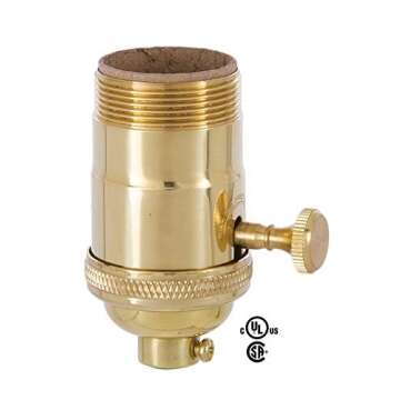 B&P Lamp® 3-Way Heavy Duty, Turned Brass Socket, Polished & Lacquered Finish