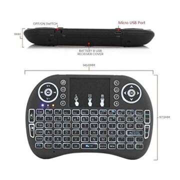 (Upgraded)Rii 2.4GHz Mini Wireless Keyboard with Touchpad,QWERTY,LED Backlit,Portable Keyboard for l...