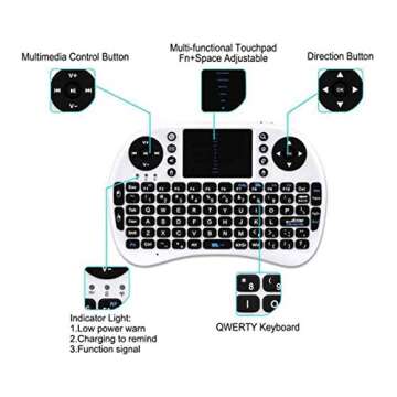 (Upgraded)Rii 2.4GHz Mini Wireless Keyboard with Touchpad,QWERTY,LED Backlit,Portable Keyboard for laptop/PC/Tablets/Windows/Mac/TV/Xbox/PS3/Raspberry Pi .(i8+ Black)