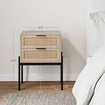 Nathan James Andrew Nightstand, Accent Bedside End Side Table with Storage Drawer, and Mid-Century M...