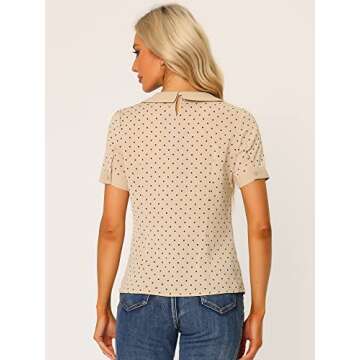 Allegra K Women's Peter Pan Collar Shirt Vintage 1950s Polka Dots Blouse