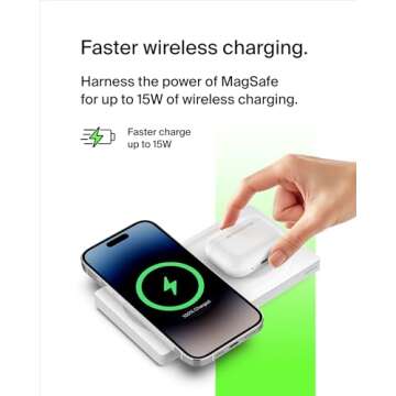 Belkin 2-in-1 Wireless Charging Pad with MagSafe 15W, Fast Charging iPhone Charger - Wireless Chargi...