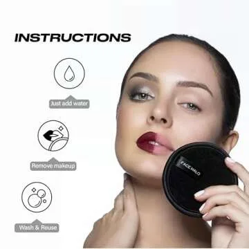 Face Halo Reusable Makeup Remover Microfiber Pads | Gently Removes Heavy Makeup With Just Water, Ultra-Soft, Eco-Friendly, Non-Toxic, All Skin Types, Replaces 500 Single-Use Wipes | Pro Black 3-Pack