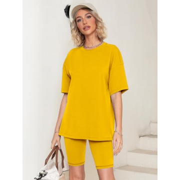 Glamaker Women's Oversized T-Shirt & Biker Shorts Set