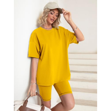 Glamaker Women's Oversized T-Shirt & Biker Shorts Set