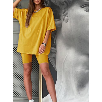 Glamaker Women's Oversized T-Shirt & Biker Shorts Set