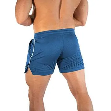 EVERWORTH Men's Athletic Shorts Gym Workout Short Shorts Casual Shorts Running Bodybuilding 5 Inch Inseam Shorts BlueBK US M