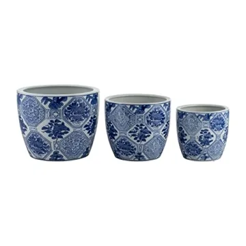 Contemporary Vintage Ceramic Planters Set of 3 by Sagebrook Home