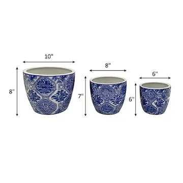 Contemporary Vintage Ceramic Planters Set of 3 by Sagebrook Home