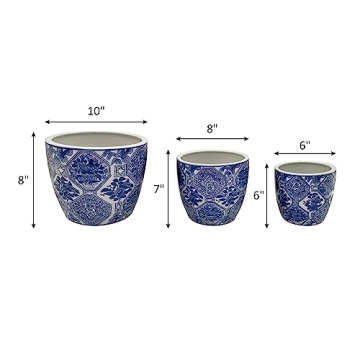 Contemporary Vintage Ceramic Planters Set of 3 by Sagebrook Home