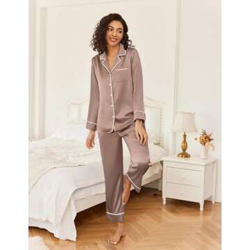 Ekouaer Satin Pajama Set for Women - Luxurious Silky Lounge Wear