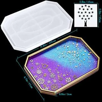 NiArt Large Octagon Shape Serving Tray Epoxy Resin DIY Casting Silicone Mold, Beveled Edge Rectangle Tabletop Rolling Plate Jewelry Holder Agate Art Craft Home Decor Office Ornaments Gifts Accessories