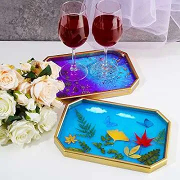 NiArt Large Octagon Shape Serving Tray Epoxy Resin DIY Casting Silicone Mold, Beveled Edge Rectangle Tabletop Rolling Plate Jewelry Holder Agate Art Craft Home Decor Office Ornaments Gifts Accessories
