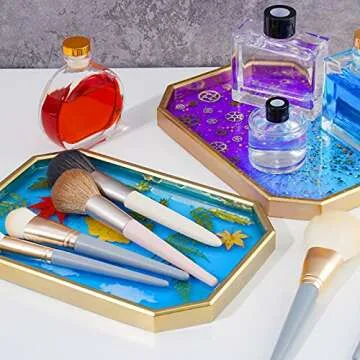 NiArt Large Octagon Shape Serving Tray Epoxy Resin DIY Casting Silicone Mold, Beveled Edge Rectangle Tabletop Rolling Plate Jewelry Holder Agate Art Craft Home Decor Office Ornaments Gifts Accessories