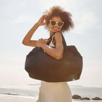 Weekender Bags for Women, BAGSMART Duffle Bag for Travel Carry on Overnight Bag,Gym Bag with Trolley Sleeve,USB Charging Port, Black-Large