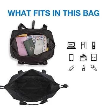 Weekender Bags for Women, BAGSMART Duffle Bag for Travel Carry on Overnight Bag,Gym Bag with Trolley Sleeve,USB Charging Port, Black-Large