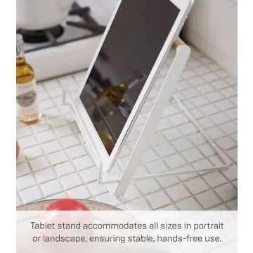 Yamazaki Home Tosca Cookbook Stand - Kitchen Cooking Recipe Holder for Counter - Steel + Wood