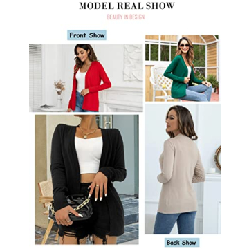 LIENRIDY Long Sleeve Knit Open Front Cardigan Sweater